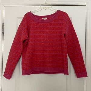 Sundance Intarsia Lambs Wool & Angora Sweater Thick Knit Textured Geometric